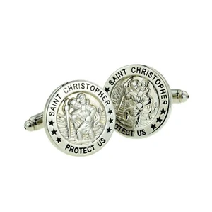 St Christopher traveller travelling Cufflinks Presented in a Box X2KC-B4-30 - Picture 1 of 1