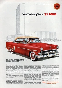 Ford Crestline 1953 cupé anuncio original impreso en color - Imagen 1 de 1