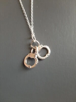 Collar Esposas Chapado en Plata de Ley Policía Gótico BDSM Bondage Punk Love Foto 1 de 4