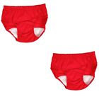  2 Count Red Cotton Elderly Incontinence Underwear Briefs for Men Outdoor Diaper