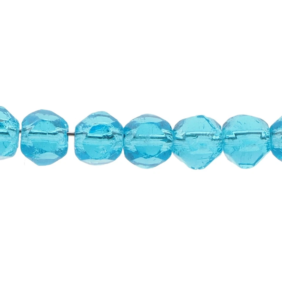 Lot (50) Czech vintage aqua blue English cut faceted glass beads 5mm - Image 1 of 2