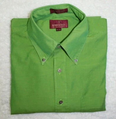 Camisa de vestir Nordstrom de algodón de tela ancha verde brillante para hombre 16-1/2 33 Foto 1 de 4