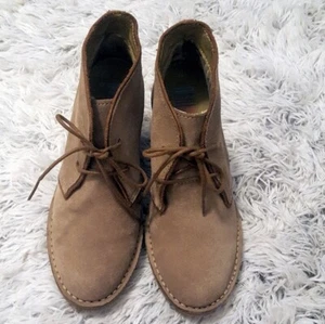 Bussola Tan Suede Lace Up Wedge Ankle Boots Women's EU Sz 38 US Sz 8 - Picture 1 of 6