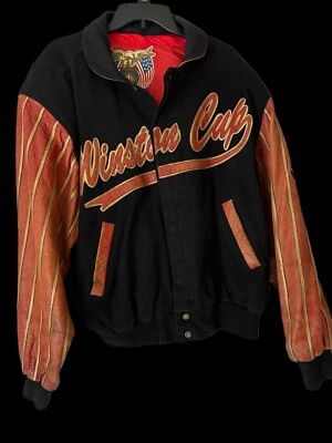 Jeff Hamilton XL Winston Cup Leather Cotton Jacket USA Made NASCAR 1990s Vintage - Image 1 of 4