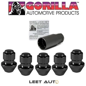 (5pc.) Gorilla Wheel Locks, 14mm x 1.50, Factory Style Bulge, Black, 96641BDX5 - Picture 1 of 6