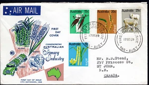 1969 Australia Primary Industries WCS FDC SHEEP WOOL WHEAT TIMBER SUGAR - CANADA - Picture 1 of 2