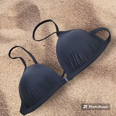 Aerie Perky Triangle Padded Bikini Top Front Close Adjustable Straps Black - Image 1 of 4
