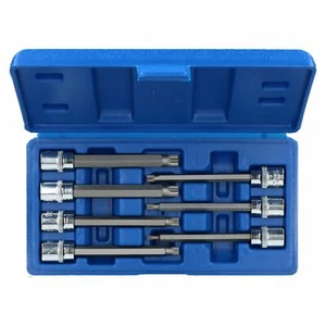 Tomas de spline extra largas de unidad de 3/8" 7 piezas M4 - M10 longitud total 110 mm - Imagen 1 de 3