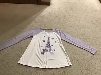 EUC Justice Kids Girls Long Sleeve Sequins Sparkle T-Shirt Top 10 - Image 1 of 4