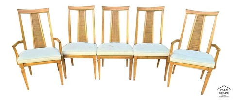 MCM Dining Chairs Wicker Back Set of 5 Vintage Cover