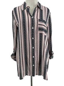 Foxcroft Women's White & Black Striped Collared Button-Down Blouse Size 10 NEW - Picture 1 of 7