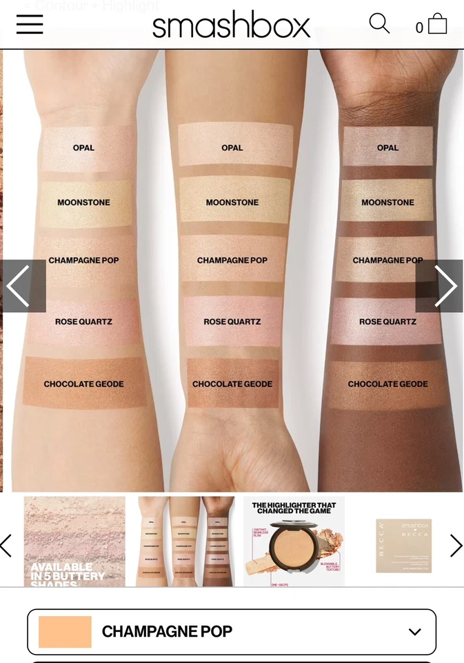 SMASHBOX + POLVO PRENSADO BRILLANTE BECCA Tono: CHAMPAGNE POP *NUEVO EN CAJA* •$42• Foto 1 de 1