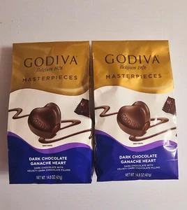 Godiva Belgium 1926 Masterpieces Dark Chocolate Ganache Heart 14.8 Oz (2 PACK) - Picture 1 of 5