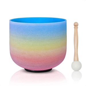 432Hz 8'' G Throat Chakra Rainbow Colored Crystal Singing Bowl Healing - Imagen 1 de 4