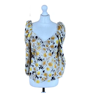 Zara Floral Women’s Blouse Top Daisy Sunflower Long Sleeve Cold Shoulder BNWOT M - Picture 1 of 9