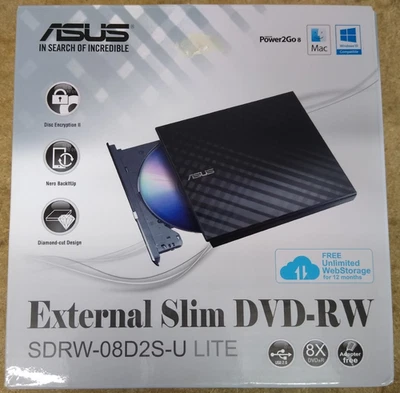 ASUS 90-DQ0435-UA221KZ External Slim USB DVD Writer - Black - Image 1 of 4
