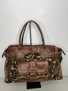 Vintage Tommy Hilfiger Brown Floral Tapestry Purse Tote - Picture 1 of 8