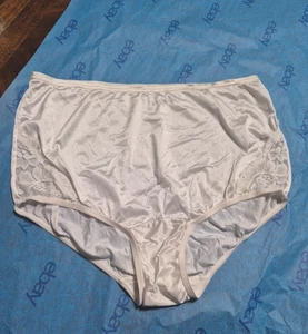 Bragas de abuela de nailon de encaje blanco Vanity Fair talla 6 hechas en MÉXICO - Imagen 1 de 8