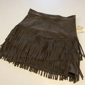 Altard State Brown Faux Suede Fringe Skirt Juniors Size L NWT Western Nashville - Picture 1 of 11