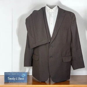 Traje de 2 piezas a medida para hombre 46R 38x30 marrón texturizado doble ventilación dos botones - Imagen 1 de 13