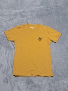 Ariat Boot Co grafisches Logo Western Rundhalsausschnitt senffarbenes T-Shirt Größe Small - Bild 1 von 5