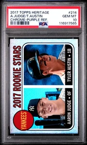 2017 Topps Heritage #214 Aaron Judge Austin Chrome Purple Refractor PSA 10 - Picture 1 of 2