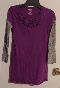 Old navy purple and gray polka dot Long sleeved dress top - Picture 1 of 3