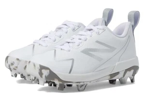 NEW BALANCE ROMERO MOLDED SOFTBALL CLEATS Youth Girl Size 12.5 WHITE / SILVER - Picture 1 of 10