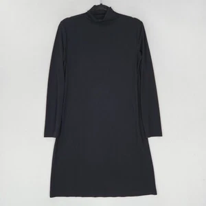 Norma Kamali Dress Womens Small Black Long Sleeve Turtleneck Knee Length Stretch - Picture 1 of 11