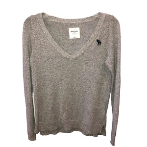 Abercrombie Fitch Kids Large Gray Stretch Long Sleeve V Neck Pullover Sweater L - Picture 1 of 8