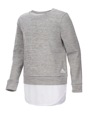 New Adidas Girls Dual Long Sleeve Sweatshirt Size Large MSRP $40.00 - Image 1 of 2