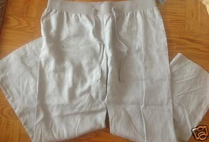 NWT INC INTERNATIONAL CONCEPTS Linen Elastic Waistband Wide Leg Pants LtGray 16W - Picture 1 of 2