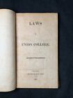 Vintage Laws of Union College Book 1821 Student Catalogue 1822 New York