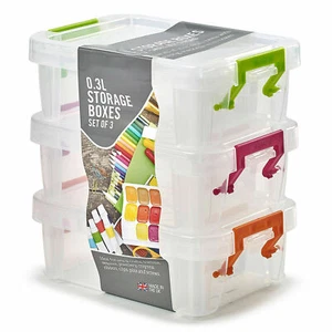Set Of 3 Allstore 0.3 Litre Plastic Storage Boxes - Picture 1 of 3