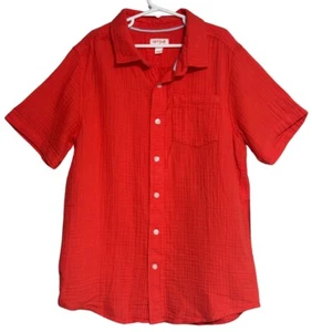 Cat & Jack Girl’s Short Sleeve Collared Button Down Shirt NWT Red - Picture 1 of 3