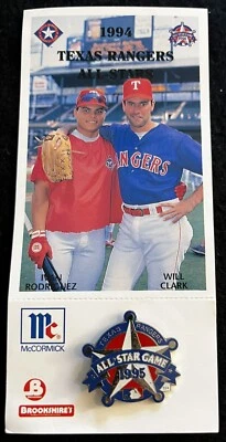 1995 MLB ALL-STAR GAME new pin with backing card WILL CLARK IVAN RODRIGUEZ - Image 1 of 3