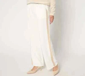 Belle by Kim Gravel Reg ScubaLuxe Everyday Shine Gold Glam Pant Cream 4X A674031 - Picture 1 of 2