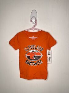 NFL Cleveland Browns Top Girls Size XS 4-5 Orange Short Sleeve Football Glitter