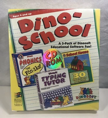 Dino-school Cd Rom  A 3-pack Of Dinosoft Educational Software Fun! New Sealed - Image 1 of 4