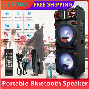 4500W Portable Bluetooth Speaker FM Dual 10" +1 Tweeter w/Mic & Remote Party DJ - Picture 1 of 11