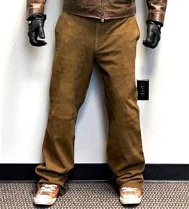 Men's J Crew Brown Suede Leather Pants Size 38 - Picture 1 of 7