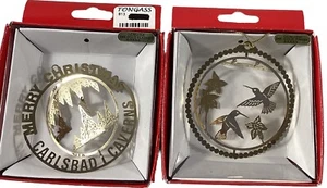 2 Brass 24k Gold Christmas Ornaments New Mexico State - Picture 1 of 4