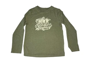 Cat & Jack Long sleeve Crew Neck Adventure Awaits Graphic Tee Green Size 8 - Picture 1 of 4