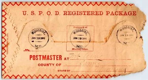 1886 MT AIRY MARYLAND 3 WOODBINE MD CANCELACIONES U.S.P.O.D. CUBIERTA PAQUETE REGISTRADO - Imagen 1 de 2