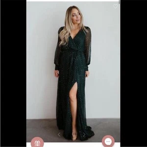 Abito donna Abigail Baltic Born taglia XXL verde maxi manica lunga finto avvolgente nuovo con etichette - Foto 1 di 15