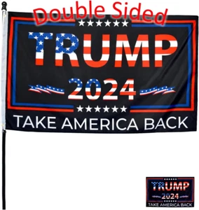 Trump 2024 Double-Sided Flag, 3x5 ft Indoor/Outdoor Banner, Free Sticker, 3-Ply - Picture 1 of 11