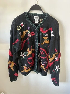 Suéter FEO Vintage SKYR Algodón Tejido Navidad Vacaciones Mujer M Foto 1 de 4