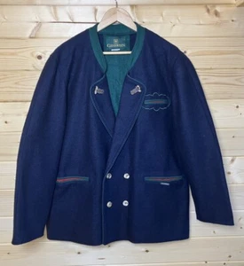VTG Giesswein Tyrol Loden Wool Jacket Blazer Buttons Blue D50 UK 46 XL VGC - Picture 1 of 22