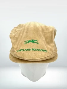 Vintage Portland Meadows Flat Cap Corduroy Beige Horse Racing - Picture 1 of 7
