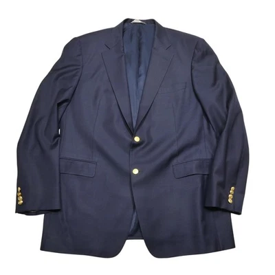 Blazer Samuelsohn Para Hombres 44 Largo Azul Marino Super 110s Lana 2 Botones Cresta Dorada Botones Foto 1 de 4